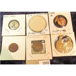 1945 _ "Goodman 126A Theatre" Brass Locker Tag?; 1954 D Lincoln Cent Cuff-link; Old Indian Head Cent