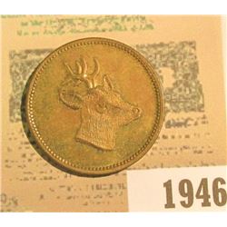 1946 _ Brass Spiel Marke, Wild Pig & a Rag Horn Red Deer depicted. AU. 28mm.