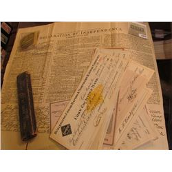 1970 _ Ready to Frame Copy of "The Declaration of Independence"; straight edge Razor Box (empty); gr