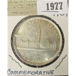 1977 _ 1939 Canada Parliamentary Silver Dollar, AU-BU.