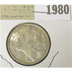 1980 _ 1937 Canada "Caribou" Silver Quarter, BU.