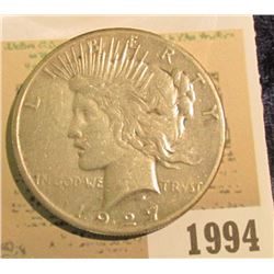 1994 _ 1927 P U.S. Silver Peace Dollar.