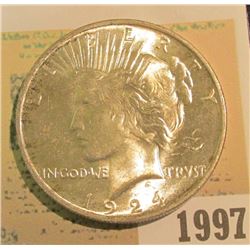 1997 _ 1924 P U.S. Silver Peace Dollar. Gem BU.