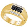 Image 1 : 0.42 CTW Mens Black Color Diamond Rectangle Cluster Ring 10KT Yellow Gold - REF-37H5M