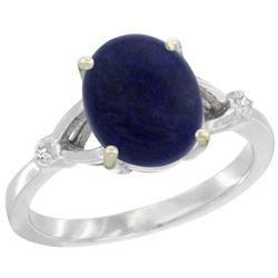 Natural 2.51 ctw Lapis & Diamond Engagement Ring 14K White Gold - REF-31F7N