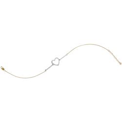 0.20 CTW Diamond Heart Chain Bracelet 10KT Yellow Gold - REF-30H2M