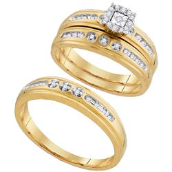 0.25 CTW His & Hers Diamond Solitaire Matching Bridal Ring 10KT Yellow Gold - REF-41W9K