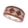 Image 1 : 0.50 CTW Red Color Diamond Cluster Ring 10KT Rose Gold - REF-30X2Y