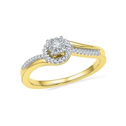 0.16 CTW Diamond Solitaire Halo Bridal Engagement Ring 10KT Yellow Gold - REF-22X4Y
