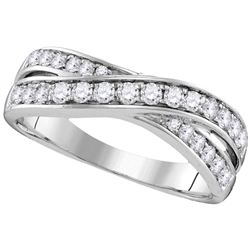 0.50 CTW Diamond Crossover Ring 14KT White Gold - REF-57K2W