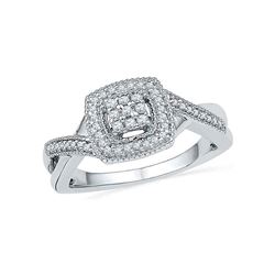 0.20 CTW Diamond Square Cluster Ring 10KT White Gold - REF-30Y2X