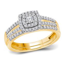 0.50 CTW Diamond Split-shank Bridal Engagement Ring 10KT Yellow Gold - REF-44Y9X