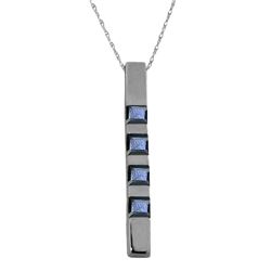 Genuine 0.35 ctw Sapphire Necklace Jewelry 14KT White Gold - REF-27P5H