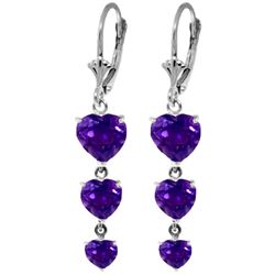 Genuine 6 ctw Amethyst Earrings Jewelry 14KT White Gold - REF-66X9M