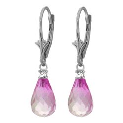 Genuine 4.6 ctw Pink Topaz & Diamond Earrings Jewelry 14KT White Gold - REF-30K2V
