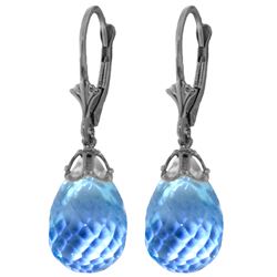 Genuine 20.5 ctw Blue Topaz Earrings Jewelry 14KT White Gold - REF-36V8W