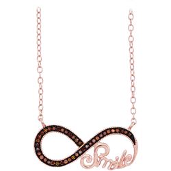 0.10 CTW Red Color Diamond Infinity Smile Love Anniversary Necklace 10KT Rose Gold - REF-19N4F