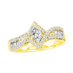 0.75 CTW Marquise Diamond Solitaire Bridal Engagement Ring 14KT Yellow Gold - REF-119H9M
