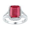 Image 1 : 4.65 CTW Emerald Created Ruby Solitaire Diamond Ring 10KT White Gold - REF-30M2H