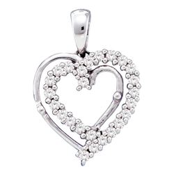0.25 CTW Diamond Heart Pendant 10KT White Gold - REF-22M4H