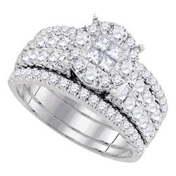 1.5 CTW Princess Diamond Soleil Bridal Engagement Ring 14KT White Gold - REF-172W4K