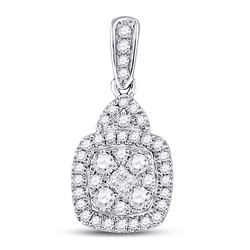 0.44 CTW Princess Diamond Square Cluster Pendant 14KT White Gold - REF-44M9H