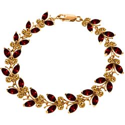 Genuine 16.5 ctw Garnet & Citrine Bracelet Jewelry 14KT Rose Gold - REF-179F2Z