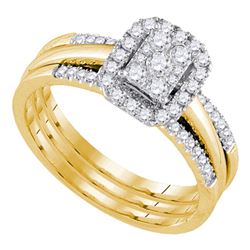 0.50 CTW Diamond Amour Halo Bridal Wedding Engagement Ring 14k Yellow Gold - REF-67X4Y