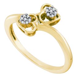0.05 CTW Diamond Double Heart Bypass Ring 10KT Yellow Gold - REF-14W9K