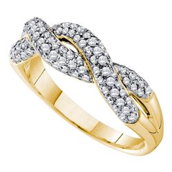 0.50 CTW Diamond Woven Crossover Ring 14KT Yellow Gold - REF-57Y2X