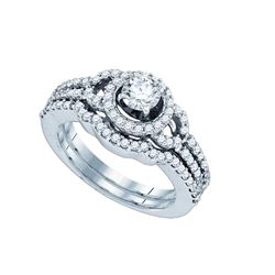 1 CTW Diamond Halo Bridal Engagement Ring 14KT White Gold - REF-161Y8X