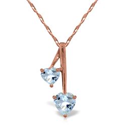 Genuine 1.40 ctw Aquamarine Necklace Jewelry 14KT Rose Gold - REF-27A8K