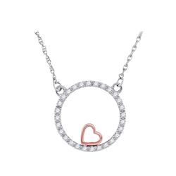 0.15 CTW Diamond Heart Circle Pendant 10KT Two-tone Gold - REF-16F4N
