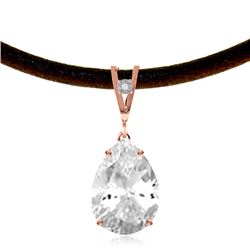 Genuine 6.01 ctw White Topaz & Diamond Necklace Jewelry 14KT Rose Gold - REF-32T3A