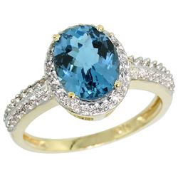 Natural 1.91 ctw London-blue-topaz & Diamond Engagement Ring 14K Yellow Gold - REF-41X7A