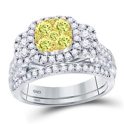 0.53 CTW Yellow Diamond Bridal Engagement Ring 14KT White Gold - REF-82N4F