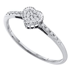 0.07 CTW Diamond Dainty Heart Ring 10KT White Gold - REF-8H9M