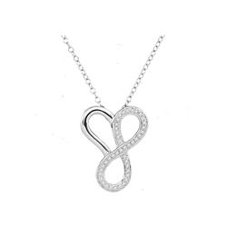 0.15 CTW Diamond Heart Infinity Pendant 10KT White Gold - REF-19M4H