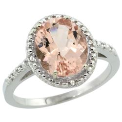 Natural 2.92 ctw Morganite & Diamond Engagement Ring 10K White Gold - REF-49G8M