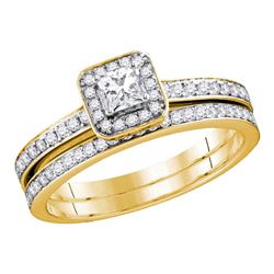 0.69 CTW Princess Diamond Bridal Engagement Ring 10KT Yellow Gold - REF-67H4M