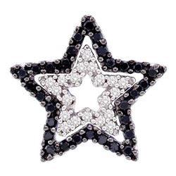 0.33 CTW Black Color Diamond Star Cutout Pendant 10KT White Gold - REF-24N2F