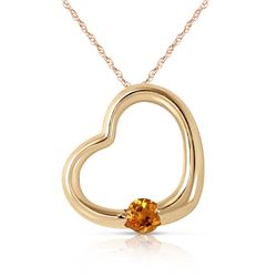 Genuine 0.25 ctw Citrine Necklace Jewelry 14KT Yellow Gold - REF-29K2V