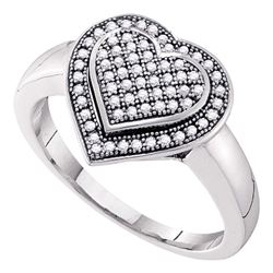 0.25 CTW Diamond Heart Love Cluster Ring 10KT White Gold - REF-28W4K