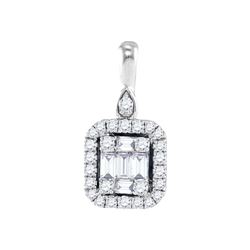 0.17 CTW Diamond Square Pendant 18KT White Gold - REF-97Y4X