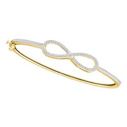 0.33 CTW Diamond Infinity Love Bangle Bracelet 10KT Yellow Gold - REF-67M4H
