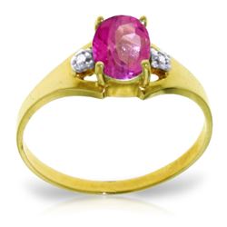 Genuine 0.76 ctw Pink Topaz & Diamond Ring Jewelry 14KT Yellow Gold - REF-26N2R