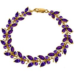 Genuine 16.5 ctw Amethyst Bracelet Jewelry 14KT Rose Gold - REF-179V2W