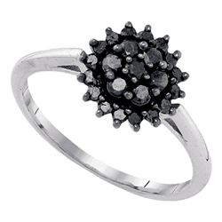 0.45 CTW Black Color Diamond Cluster Ring 10KT White Gold - REF-22F4N