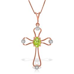 Genuine 0.57 ctw Peridot & Diamond Necklace Jewelry 14KT Rose Gold - REF-40K8V