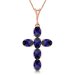 Genuine 1.50 ctw Sapphire Necklace Jewelry 14KT Rose Gold - REF-36T5A